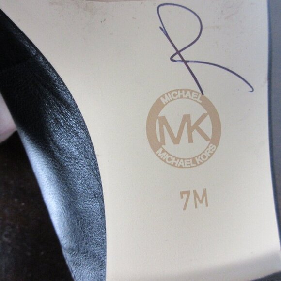 Michael Kors Charlton Leather Loafer Mules Slip On Mini Stacked Heel 7M 402 - Picture 6 of 9